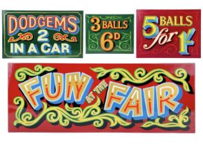 Four Rex O'Dell hand painted circus signs.