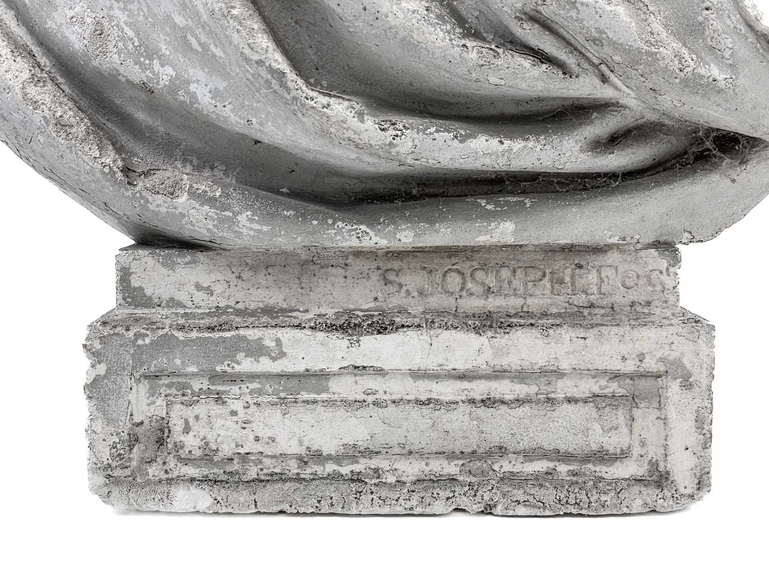 A 19th century weathered plaster bust of a gentleman wearing classical robes. The property of Peter - Image 5 of 5