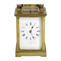 A French repeating brass cased carriage clock.