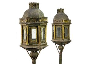 A pair of Venetian hexagonal metal lanterns, 18th/19th century.