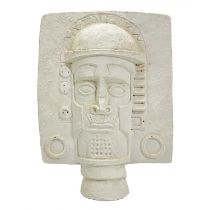 A Troika biscuit pottery Aztec mask.