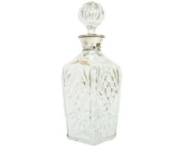 A Bavarian lead crystal decanter and stopper with silver collar.