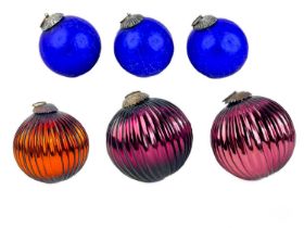 A collection of glass hanging balls,