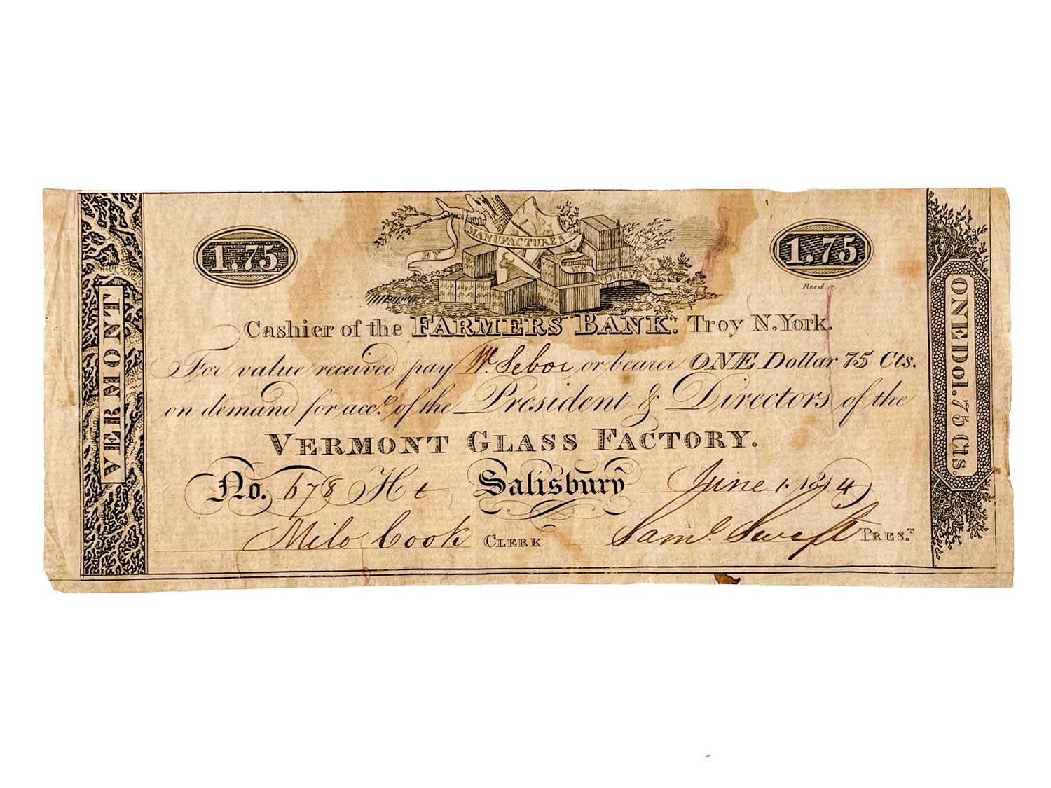 American interest, a 1.75 Dollar promissory note.