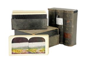 Four cased volumes of stereoviews depicting the Russian-Japanese war, early 20th century.