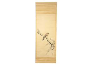 A Japanese painted scroll entitled 'Jay', circa 1900.