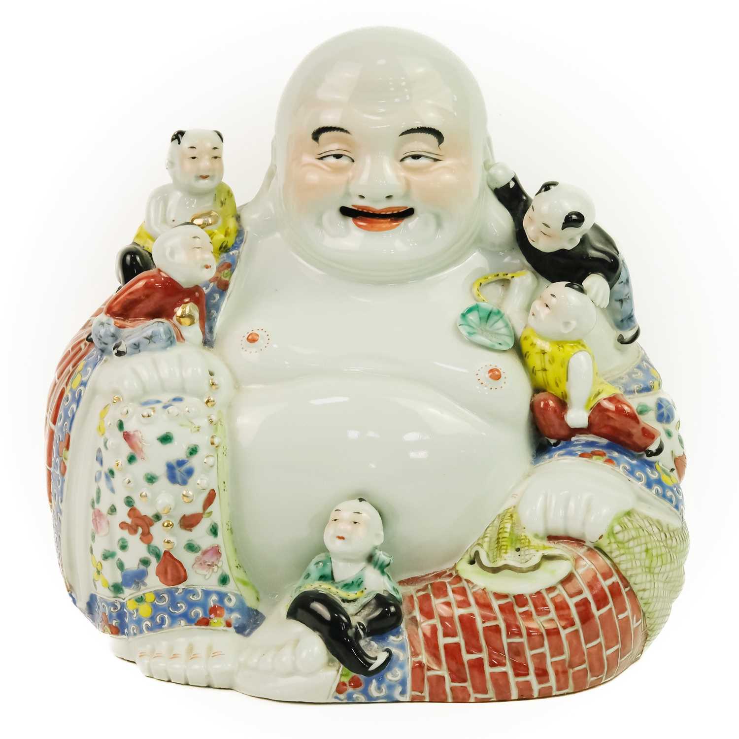 A large Chinese porcelain model of Buddha, 20th century.