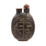 A Chinese carved horn snuff bottle, Qing Dynasty, 18th/19th century.