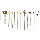 Twelve various Japanese metal and hardstone kanzashi, 19th/20th century.