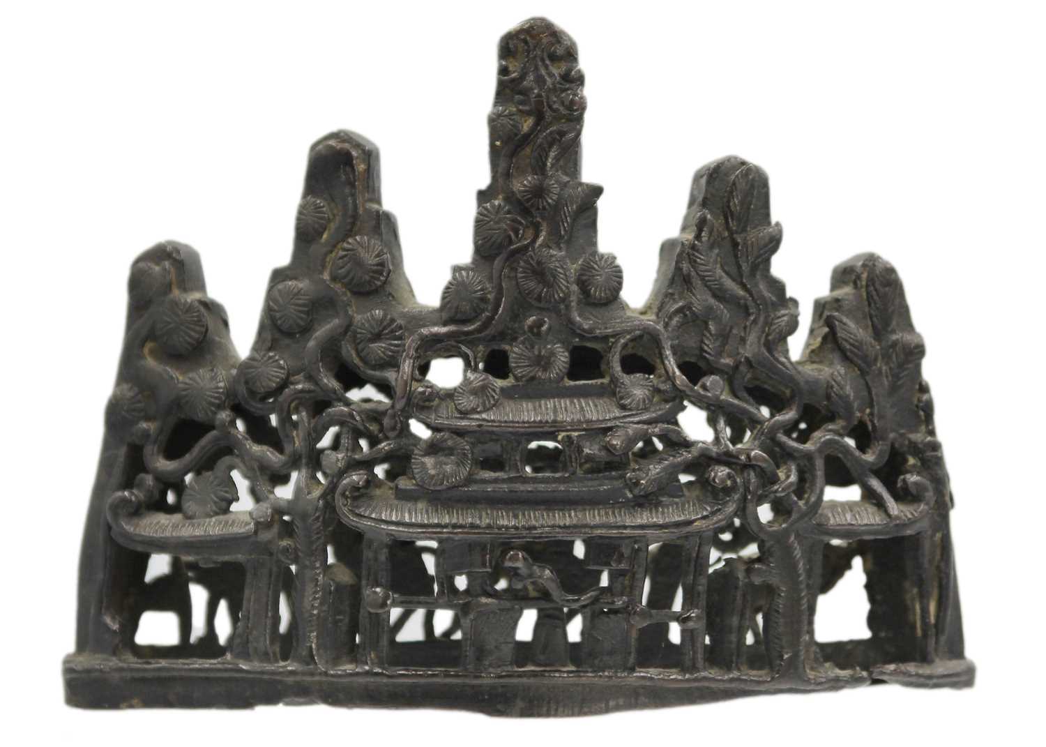 A Chinese bronze scholars brush stand, late Ming Dynasty, 17th century.