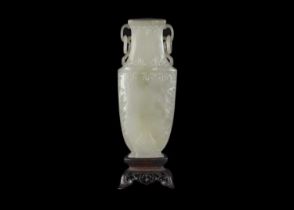 A Chinese grey-green jade vase, Qing Dynasty, 18th/19th century.