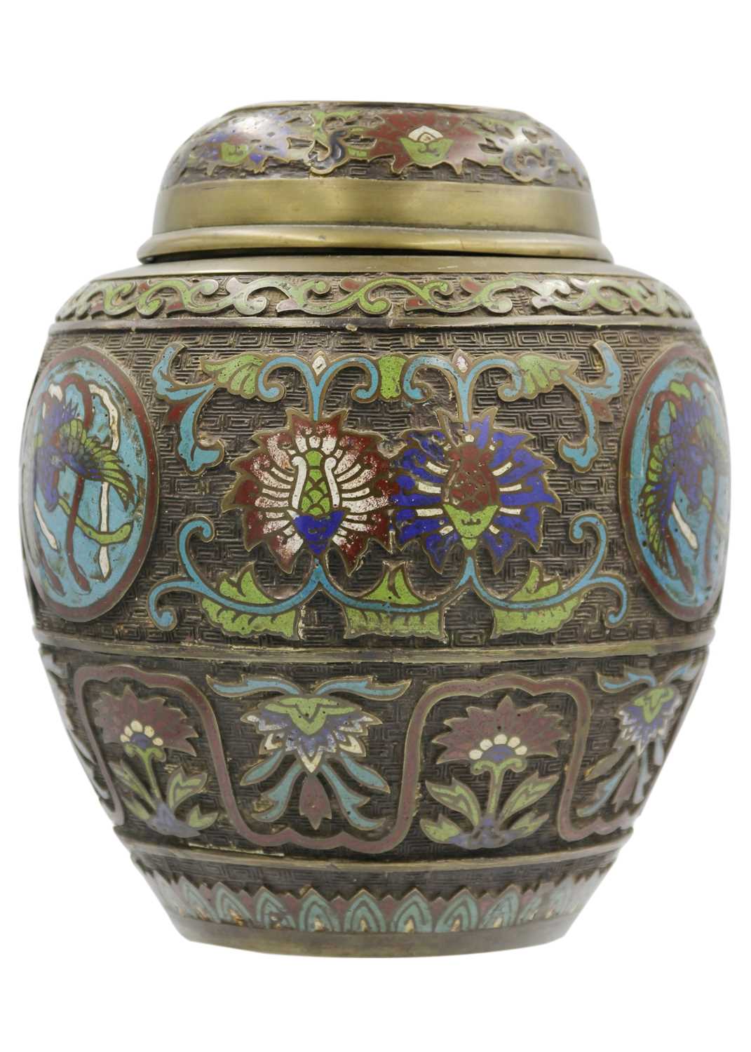 A Chinese bronze and champleve ginger jar and cover, 20th century. - Image 2 of 4