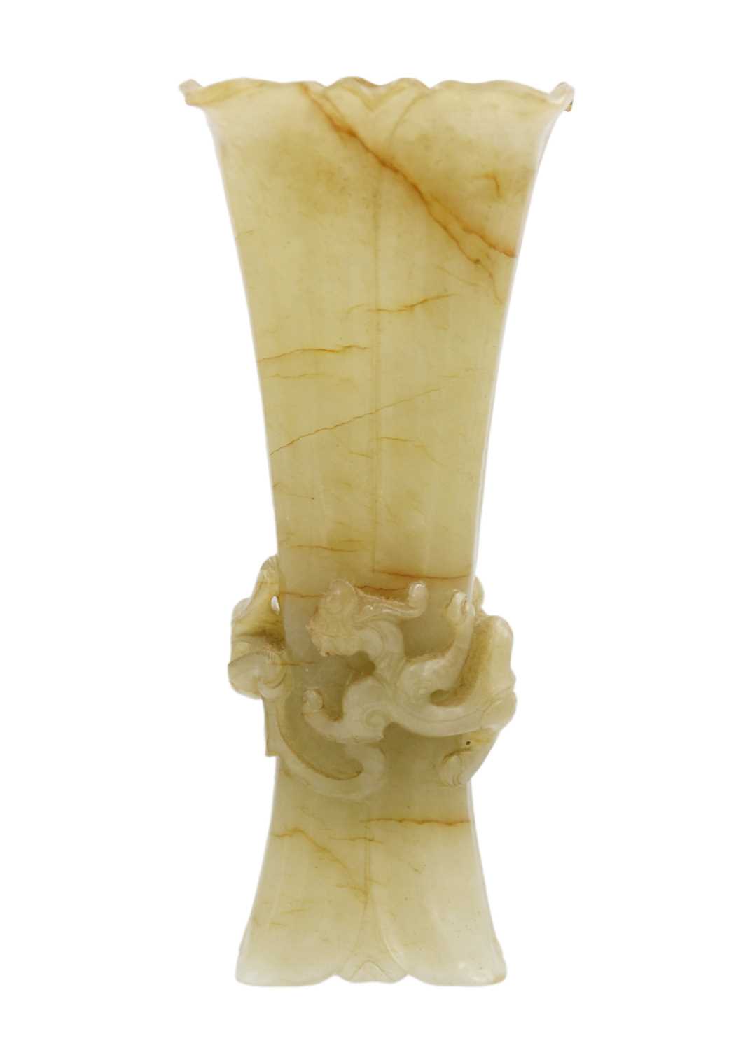 A Chinese pale green jade Gu vase, early Qing Dynasty. - Image 3 of 25