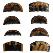 A Japanese black, red and gold lacquered comb, Meiji period.