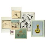 Seven various unframed Chinese pictures and prints.