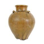 A Chinese brown glazed earthenware pot.