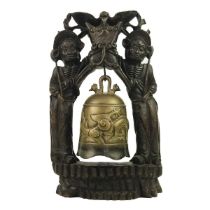 A Chinese bronze temple bell, Qing Dynasty, 19th century.