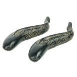 A pair of Chinese bronze models of fish.