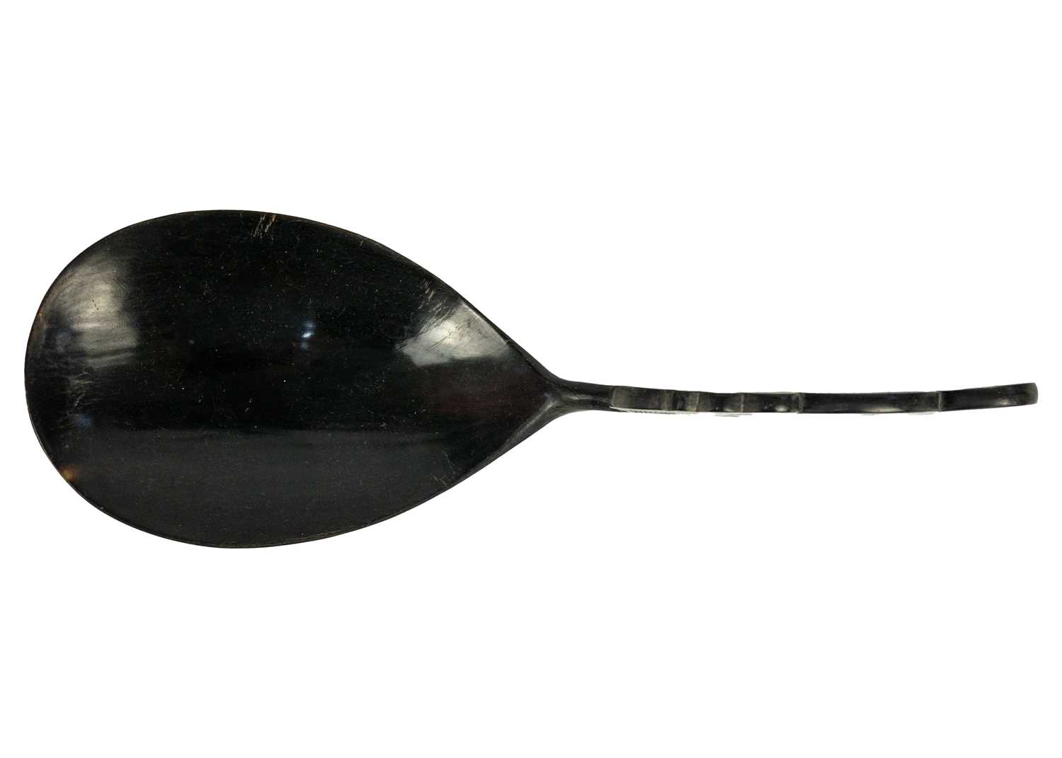 A Chinese black stained carved wood ladle, early-mid 20th century. - Image 3 of 7