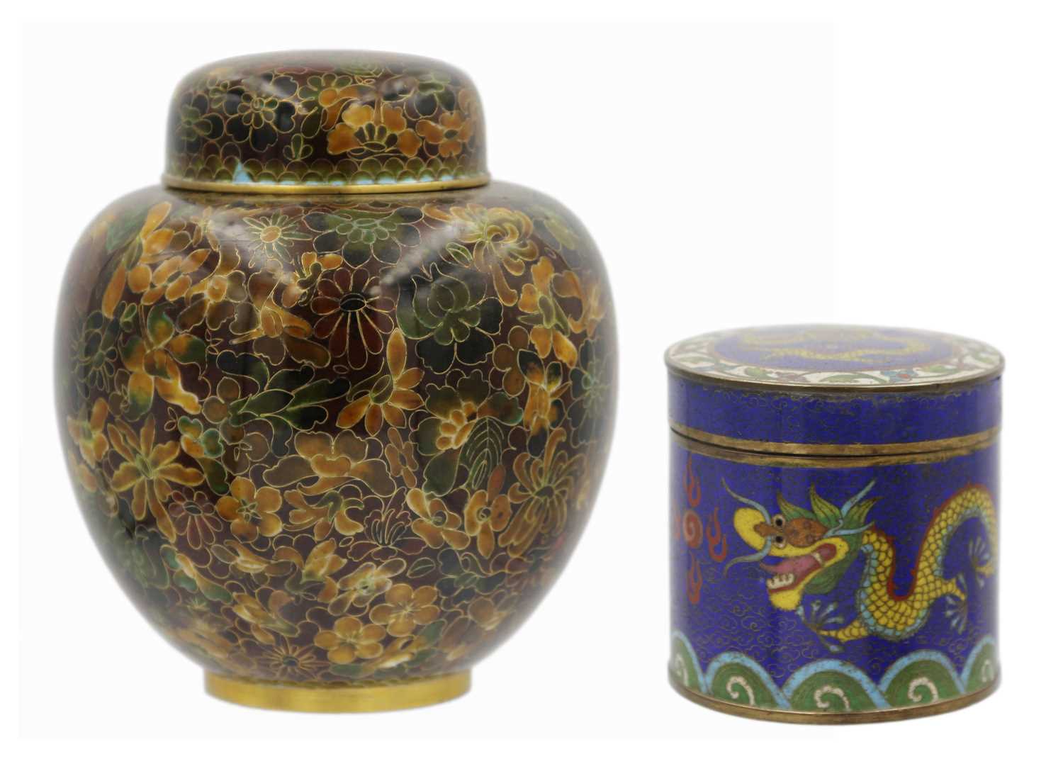 A Chinese cloisonne circular jar and cover, late 19th century.