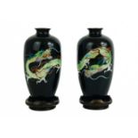 A pair of Japanese ginbari dragon vases, 19th century.