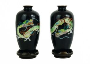A pair of Japanese ginbari dragon vases, 19th century.