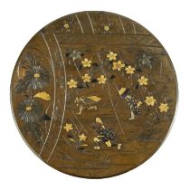 A Japanese bronze shakudo plate, Meiji period.