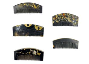 Five Japanese combs, Edo period.