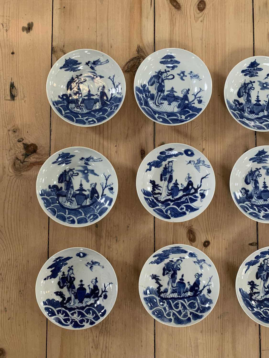 A set of Chinese blue and white porcelain cups, covers and stands, 18th century. - Image 41 of 41