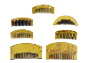 Two large Japanese gold lacquer combs, Edo period.