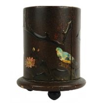 A Chinese lacquered brush pot, late 19th/early 20th century.
