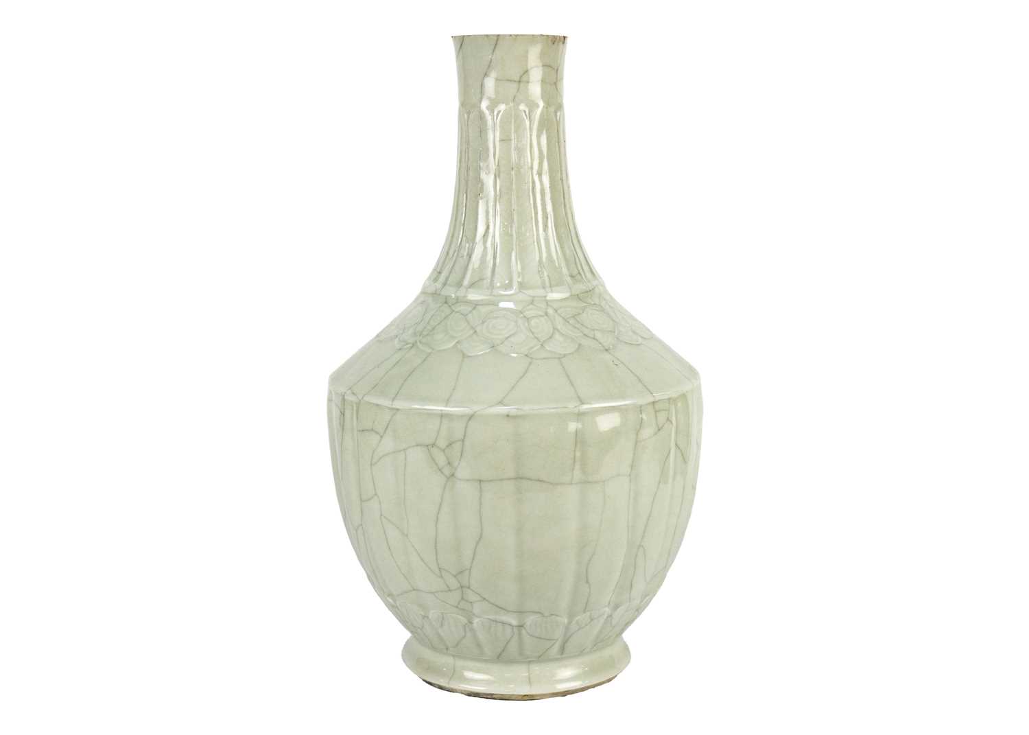A Chinese crackle glazed celadon vase, 19th century. - Image 2 of 7