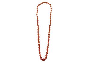 An amber style graduated oval bead necklace.
