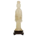 A Chinese jade figure of a female immortal, Qing Dynasty, 19th century.