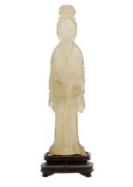 A Chinese jade figure of a female immortal, Qing Dynasty, 19th century.