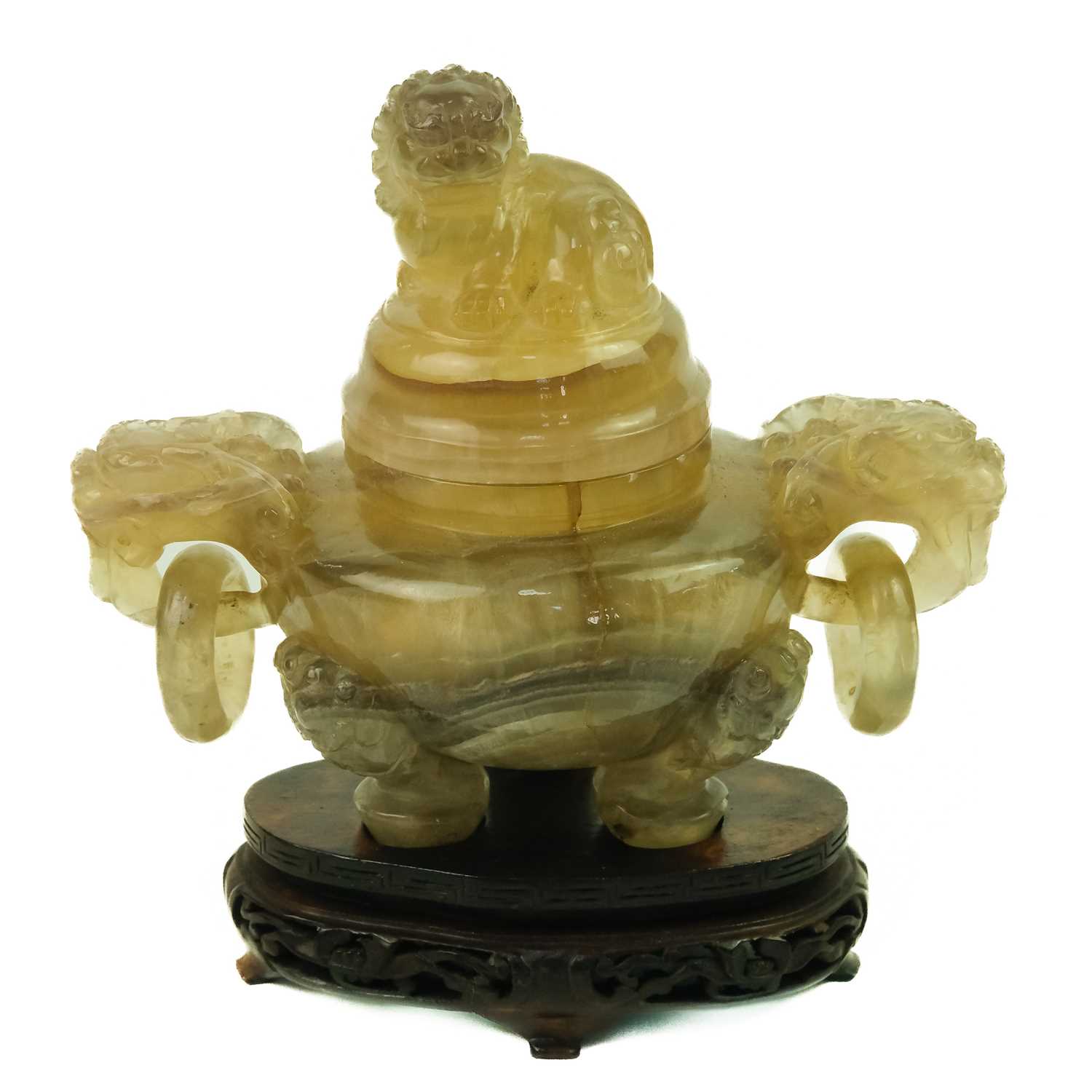 A Chinese agate incense burner on stand, late Qing Dynasty.. - Image 5 of 11