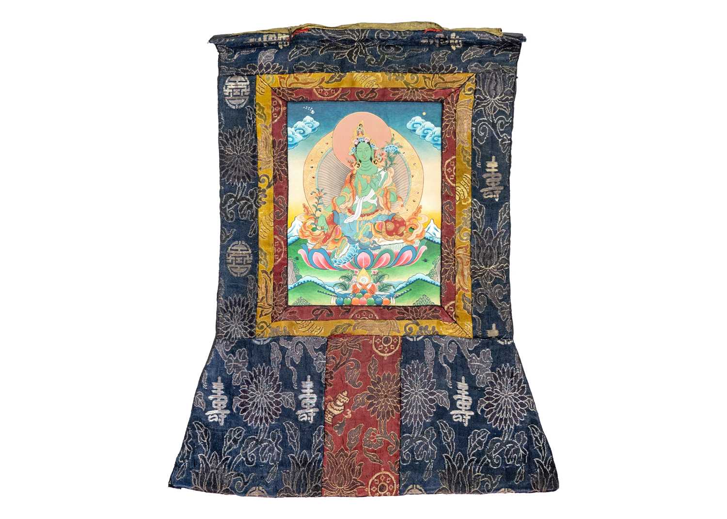 A Tibetan painted Thangka, mid 20th century.