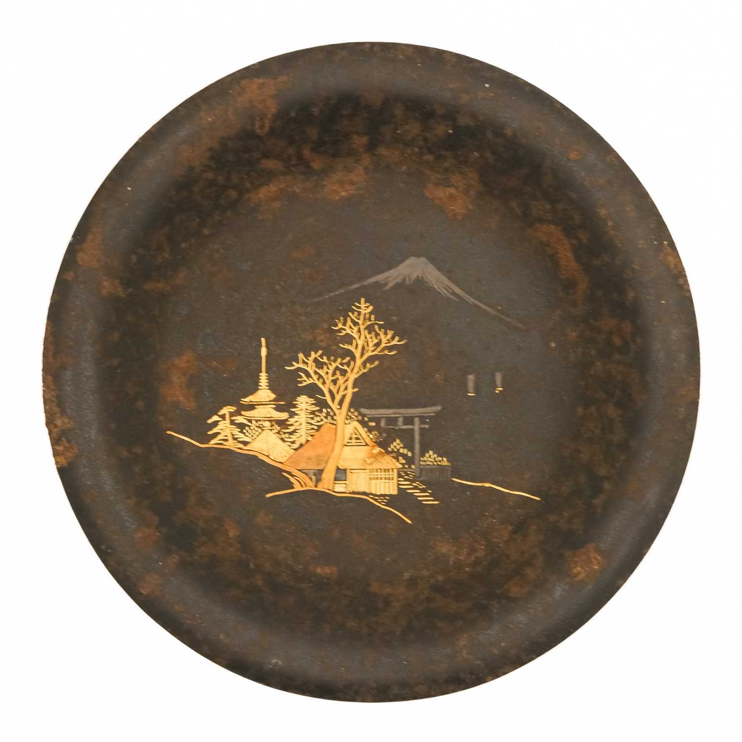 A Japanese gold and silver inlaid metal dish, early 20th century. - Image 8 of 8