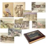 A Japanese photo album containing 50 hand coloured images, circa 1900.