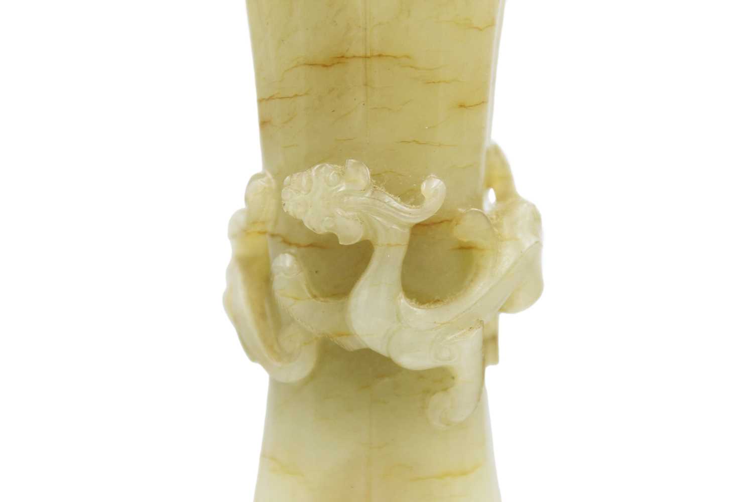 A Chinese pale green jade Gu vase, early Qing Dynasty. - Image 13 of 25