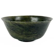 A Chinese spinach jade bowl.