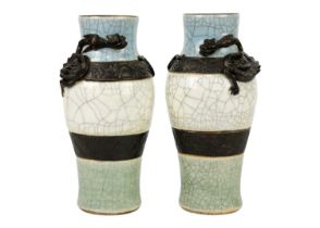 A pair of Chinese crackle glaze vases, circa 1890.