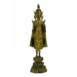 A Thai gilt bronze standing Buddha in royal attire, 18th/19th century.