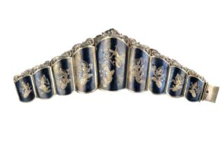 A Siamese sterling silver niello bracelet, 20th century.