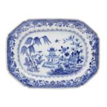 A Chinese blue and white porcelain meat dish, Qianlong period, 18th century.