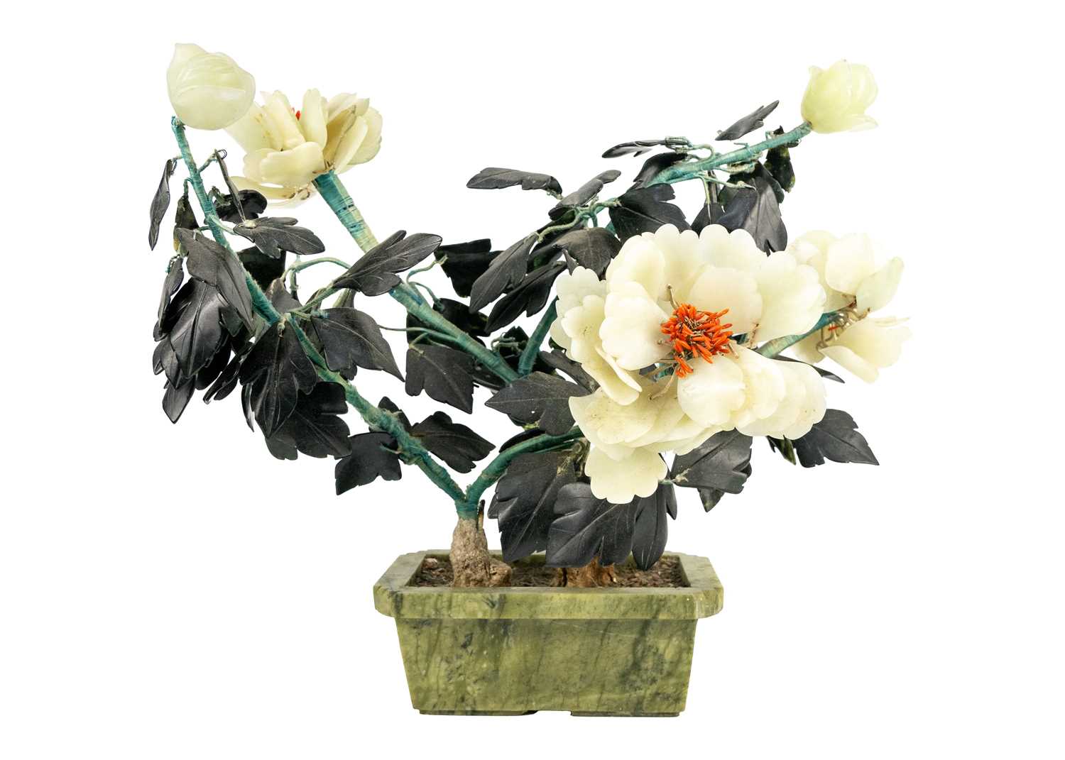 A Chinese hardstone flowering plant, 20th century.