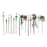 Thirteen various Japanese metal kanzashi, 19th/20th century.