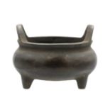 A Chinese bronze censer, Qing Dynasty.