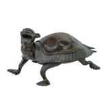 A Chinese bronze model of a turtle, 19th century.