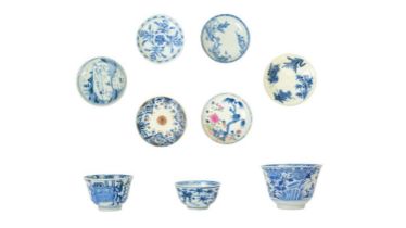 Six Chinese blue and white porcelain dishes, 18th/19th century.